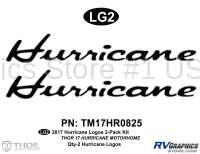 Hurricane - 2017 Hurricane MH-Motorhome Ruby Red 34-35 foot models - 2-Pack Hurricane Logo Kit