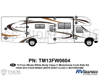 14 Piece 2013 Four Winds Motorhome Whitebody Curbside Graphics Kit
