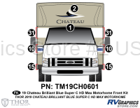 8 Piece Chateau HDMax Blue Motorhome Front Graphics Kit