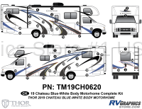 46 Piece Chateau Blue on Whitebody Motorhome Complete Graphics Kit