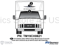 2 Piece Chateau Blue on Whitebody Motorhome Front Graphics Kit