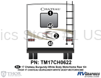 Chateau - 2017-2018 Chateau MH-Motorhome Burgundy On White Sidewall - 4 Piece 2017 Chateau Standard Burgundy Rear Graphics Kit