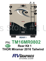 6 Piece 2016 Miramar Tailwind HD Max Rear Graphics Kit-No Rear Window