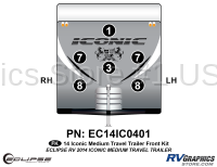 6 Piece 2014 Iconic Med Travel Trailer Front Graphics Kit