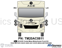 6 Piece 2020 ACE Motorhome Gold Front Graphics Kit