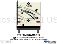 7 Piece 2020 ACE Motorhome Gold Rear Graphics Kit