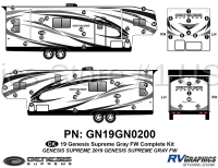 50 Piece 2019 Genesis Fifth Wheel GRAY Complete Graphics Kit
