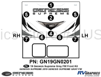 9 Piece 2019 Genesis Fifth Wheel GRAY Front Graphics Kit