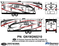 50 Piece 2019 Genesis Fifth Wheel RED Complete Graphics Kit