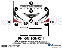 9 Piece 2019 Genesis Fifth Wheel RED Front Graphics Kit