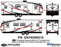 40 Piece 2019 Genesis Lg Travel Trailer RED Complete Graphics Kit