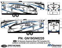 50 Piece 2019 Genesis Fifth Wheel BLUE Complete Graphics Kit
