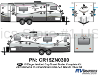 57 Piece 2015 Zinger Molded Cap Travel Trailer Complete Graphics Kit