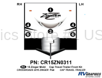 6 Piece 2015 Zinger Flat Cap Travel Trailer Front Graphics Kit