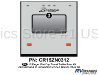 1 Piece 2015 Zinger Flat Cap Travel Trailer Rear Graphics Kit