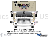 7 Piece 2017 Outlaw Motorhome Blue Version Front Graphics Kit