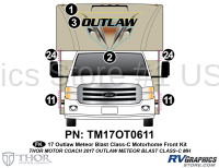 7 Piece 2017 Outlaw Motorhome Red Version Front Graphics Kit