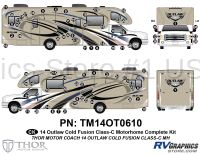 80 Piece 2014 Outlaw Motorhome Blue Complete Graphics Kit