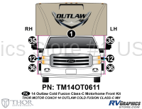 7 Piece 2014 Outlaw Motorhome Blue Front Graphics Kit