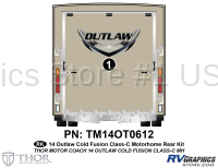 1 Piece 2014 Outlaw Motorhome Blue Rear Graphics Kit