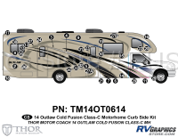 36 Piece 2014 Outlaw Motorhome Blue Curbside Graphics Kit