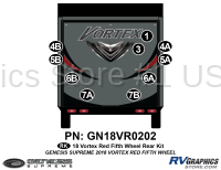 10 Piece 2018 Vortex Fifth Wheel Red Rear Graphics Kit