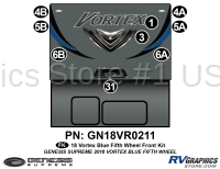 9 Piece 2018 Vortex Fifth Wheel Blue Front Graphics Kit