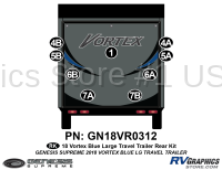 9 Piece 2018 Vortex Travel Trailer Blue Rear Graphics Kit