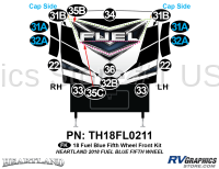 16 Piece 2018 Fuel Fifth Wheel Front Graphics Kit Blue Version