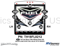 8 Piece 2018 Fuel Fifth Wheel Rear Graphics Kit Blue Version