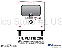 3 Piece 2011 Sabre Fifth Wheel Rear Graphics Kit