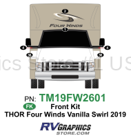 6 Piece 2019 Four Winds Motorhome Vanilla Swirl Version Front Graphics Kit