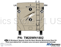 4 Piece 2020 Windsport Motorhome Spanish Gold Rear Graphics Kit NRW