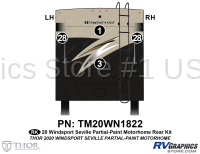 4 Piece 2020 Windsport Motorhome Seville Rear Graphics Kit