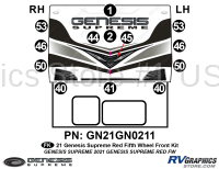 13 Piece 2021 Genesis Supreme Front Graphics Kit Red Version