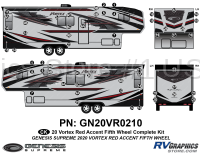 57 Piece 2020 Vortex Fifth Wheel Complete Graphics Kit-RED Combination