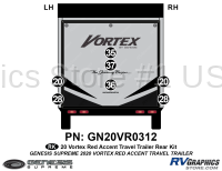 7 Piece 2020 Vortex Travel Trailer Rear Graphics Kit-RED Combination