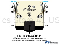 13 Piece 2016 Cougar X-Lite Travel Trailer Front Graphics Kit