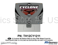 5 Piece 2012 Cyclone FW Front Graphics Kit Red/Gray  Version