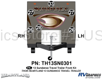 6 Piece 2013 Sundance Travel Trailer Front Graphics Kit