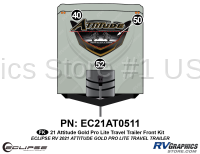 3 Piece 2021 Attitude Pro-Lite Travel Trailer Front Graphics Kit Gold Version