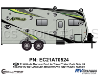 12 Piece 2021 Attitude Pro-Lite Travel Trailer Curbside Graphics Kit  Green Version