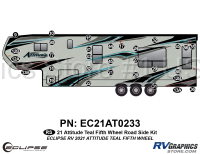 31 Piece 2021 Attitude Fifth Wheel Roadside Graphics Kit Teal Version