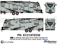 70 Piece 2021 Attitude Lg Travel Trailer Complete Graphics Kit Teal Version