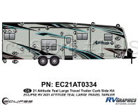 27 Piece 2021 Attitude Lg Travel Trailer Curbside Graphics Kit Teal Version