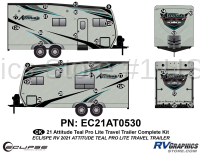 32 Piece 2021 Attitude Pro-Lite Travel Trailer Complete Graphics Kit Teal Version