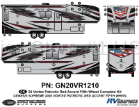 57 Piece 2020 Vortex Patriotic Fifth Wheel RED Version Complete Graphics Kit