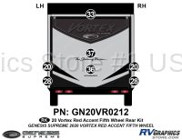 7 Piece 2020 Vortex Fifth Wheel Rear Graphics Kit-RED Combination