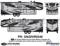 57 Piece 2020 Vortex Fifth Wheel Complete Graphics Kit-WHITE Combination