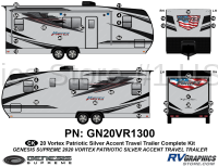 36 Piece 2020 Vortex Patriotic Travel Trailer SILVER Version Complete Graphics Kit